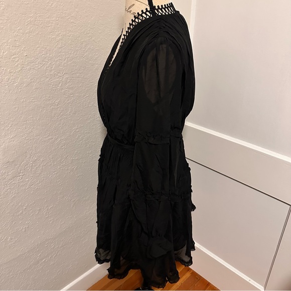 NWT Haute Hippie Lynne Smocked Waist Black Mini Dress - Picture 7 of 13